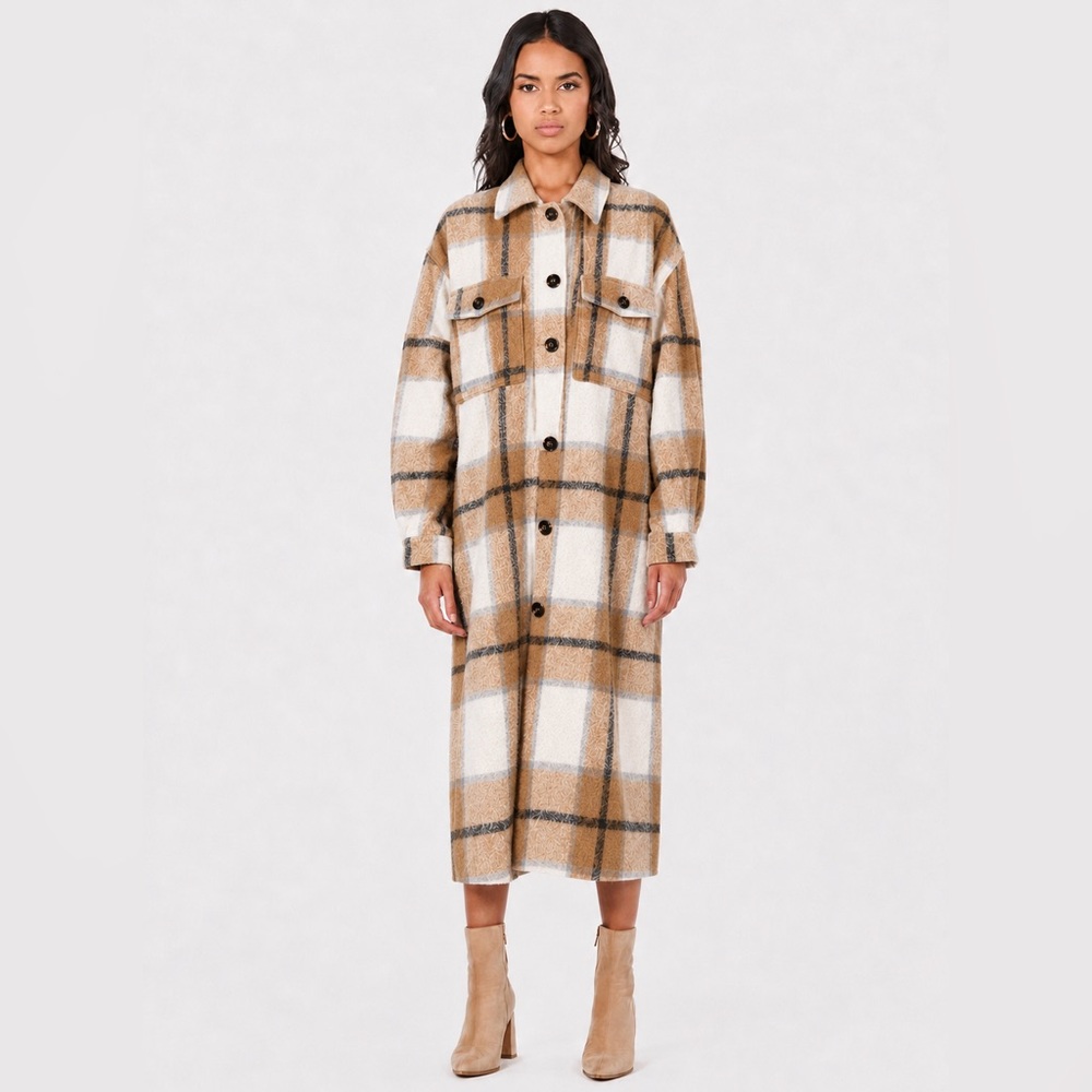 Naked Wardrobe Plaid It Cool Trench Coat